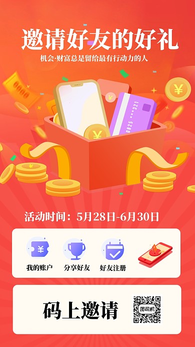 邀请好友的好礼手机海报