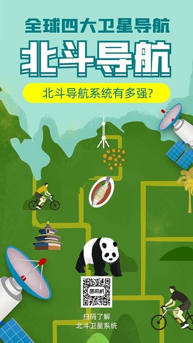 北斗导航系统卫星热点手机海报