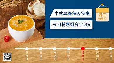 七日特惠活动早餐手机横版海报