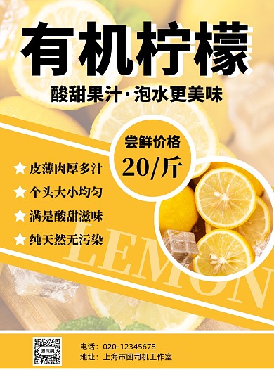 柠檬介绍简约水果蔬菜宣传印刷海报