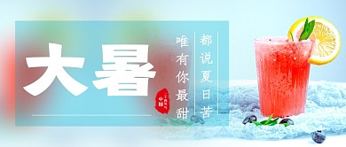大暑节气蓝色简约新媒体配图