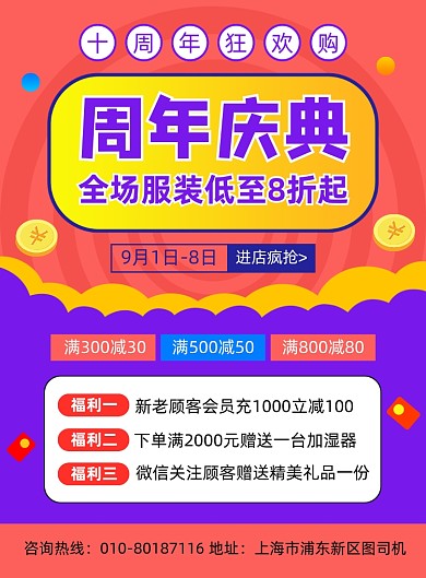周年庆典商场促销活动海报