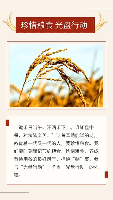 珍惜粮食光盘行动简约文章配图