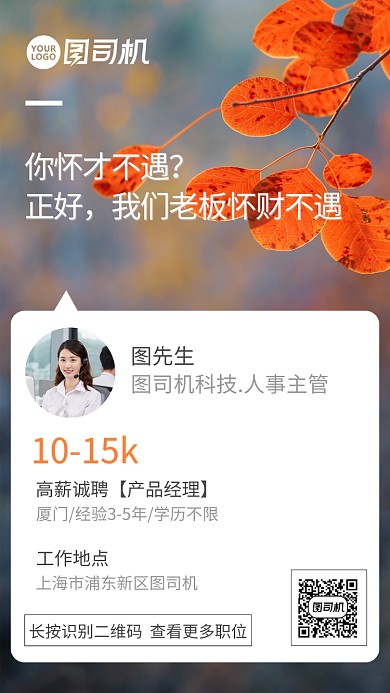 2020秋招简约清新风企业招聘海报