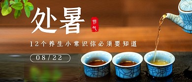 处暑节气简约茶具公众号首图