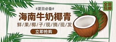 水果椰子淘宝电商banner图