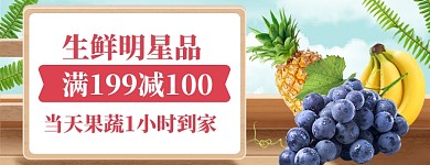 美团生鲜水果大促店招