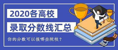 蓝色卡通2020高考分数线公众号首图