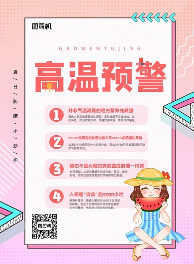 高温预警防晒小知识宣传海报