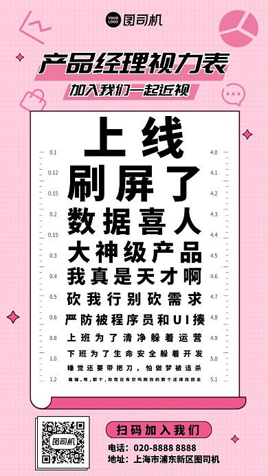 产品经理视力表创意招聘套图手机海报
