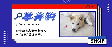 蓝色简约单身狗公众号首图