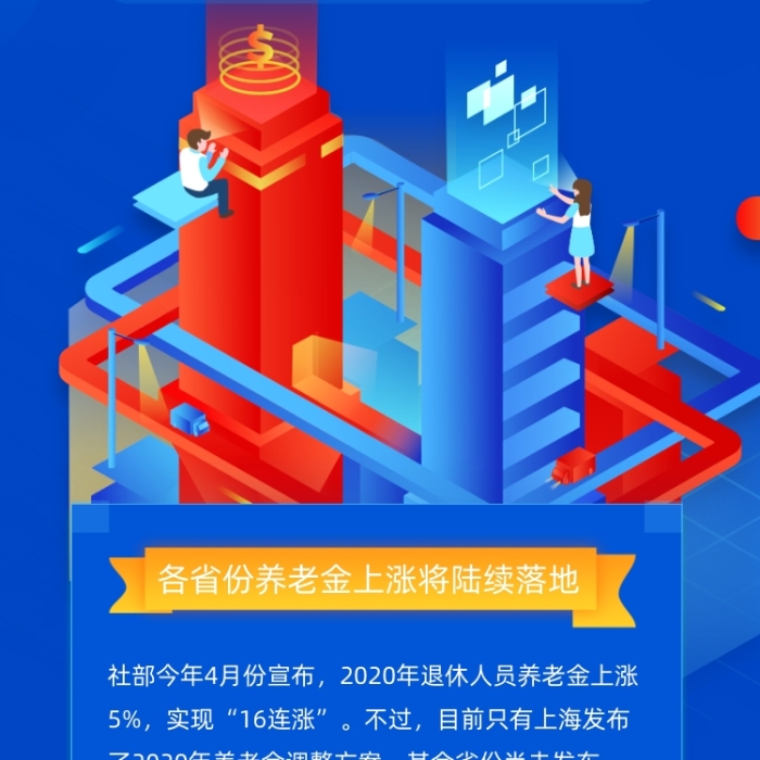 社保新变化蓝色简约插画手机长图