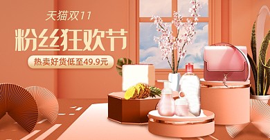 简约粉丝狂欢节双十一活动海报