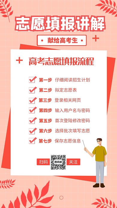 红色高考志愿填报讲解手机海报