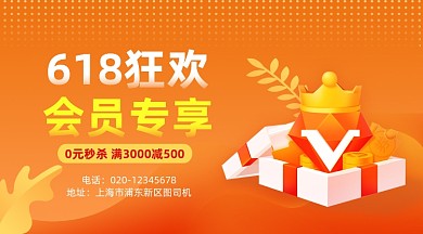 618狂欢会员专享简约插画手机横图