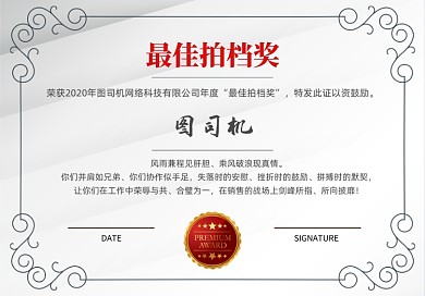 简约最佳拍档奖年终奖荣誉证书
