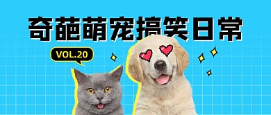 蓝色可爱萌宠搞笑日常公众号首图