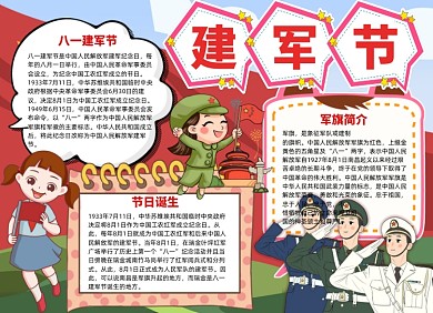 卡通建军节小报手抄报