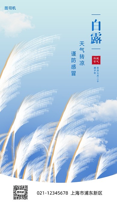 白露传统节气创意手机海报