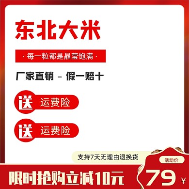东北大米农产品电商促销主图模板