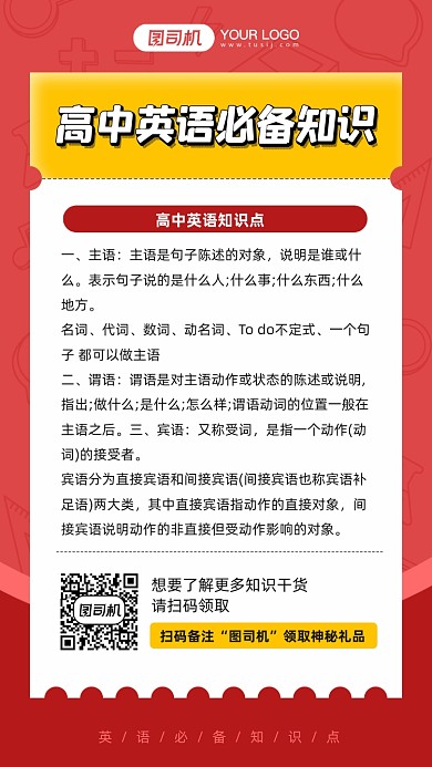 高中英语必备知识卡片宣传手机海报