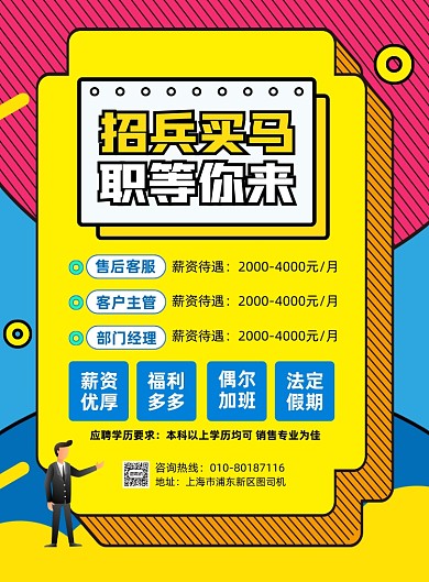 招聘启事高薪诚聘人才宣传印刷海报