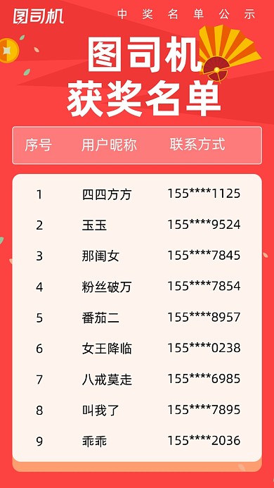 获奖名单企业行政手机海报