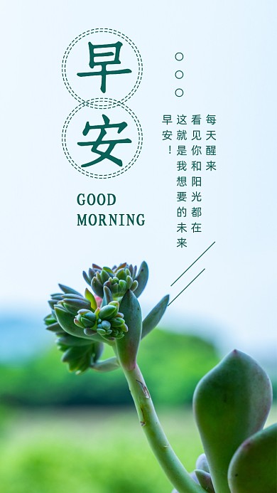 绿色简约早安你好励志文章配图