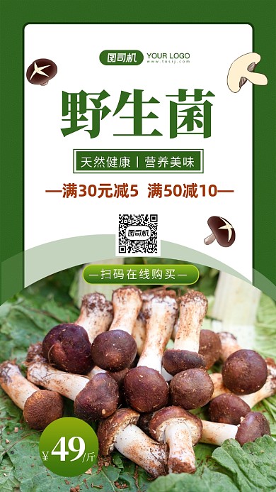 野生菌美食营销手机海报