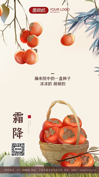 霜降节气海报简约风小清新