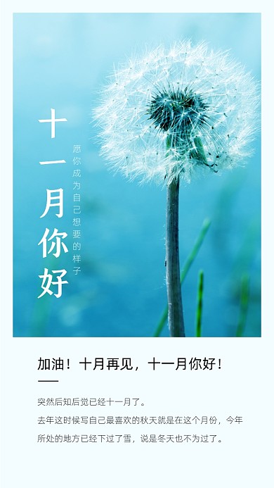 十一月你好小清新蒲公英月签文章配图