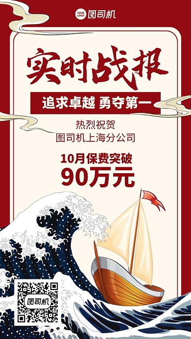 喜报战报创意祝贺手机海报