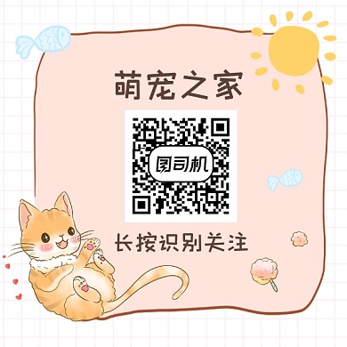 萌宠之家扫码关注可爱插画方形二维码