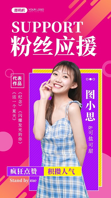 粉丝应援时尚简约手机海报