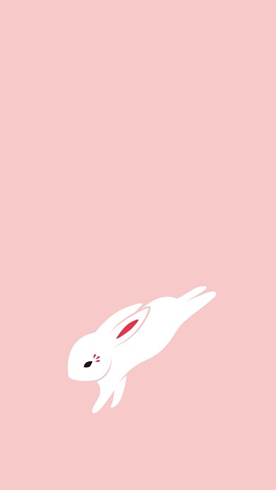 玉兔粉色简约手机壁纸