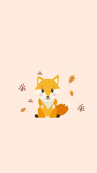 狐狸插画清新手机壁纸