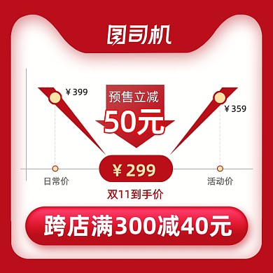 双十一狂欢价格曲线红色大促风活动主图