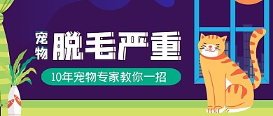 宠物脱毛攻略手绘卡通公众号首图