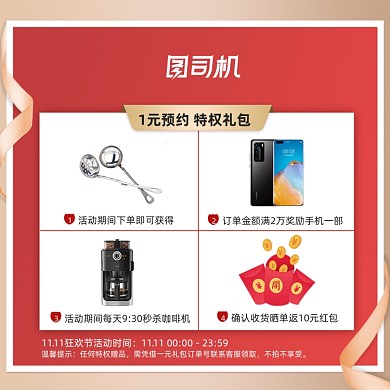 双十一红色一元预订特权礼包主图