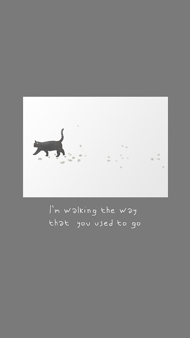 猫踩雪地插画snow手机壁纸