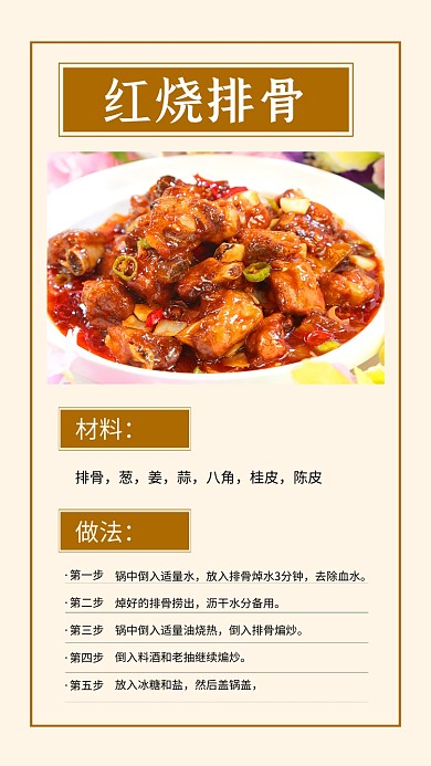 餐饮美食红烧排骨做法文章配图
