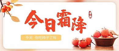 今日霜降节日节气简约大气首图