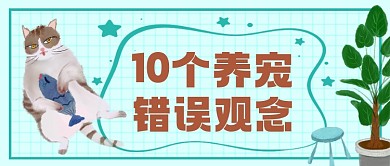 养宠错误观念手绘卡通公众号首图