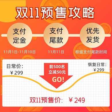 双十一预售攻略店铺活动说明公告主图