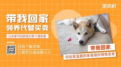 宠物领养公益清新手机横版手机海报