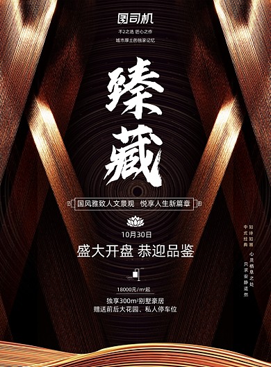 房地产黑色大气金属高档别墅销售海报