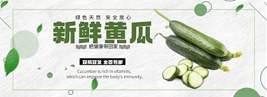 新鲜黄瓜蔬菜电商全屏海报