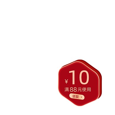 红色简约10元优惠券标签