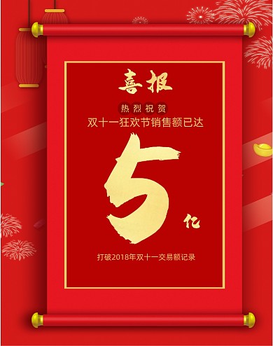 中国风双十一销售额喜报启动页