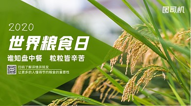 世界粮食日宣传写实简约手机横版海报